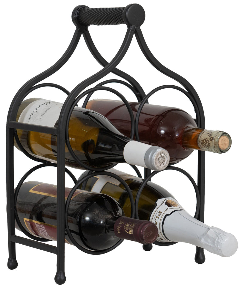 Biscottini Porta bottiglie in ferro battuto finitura nera anticata Cantinetta Offerta