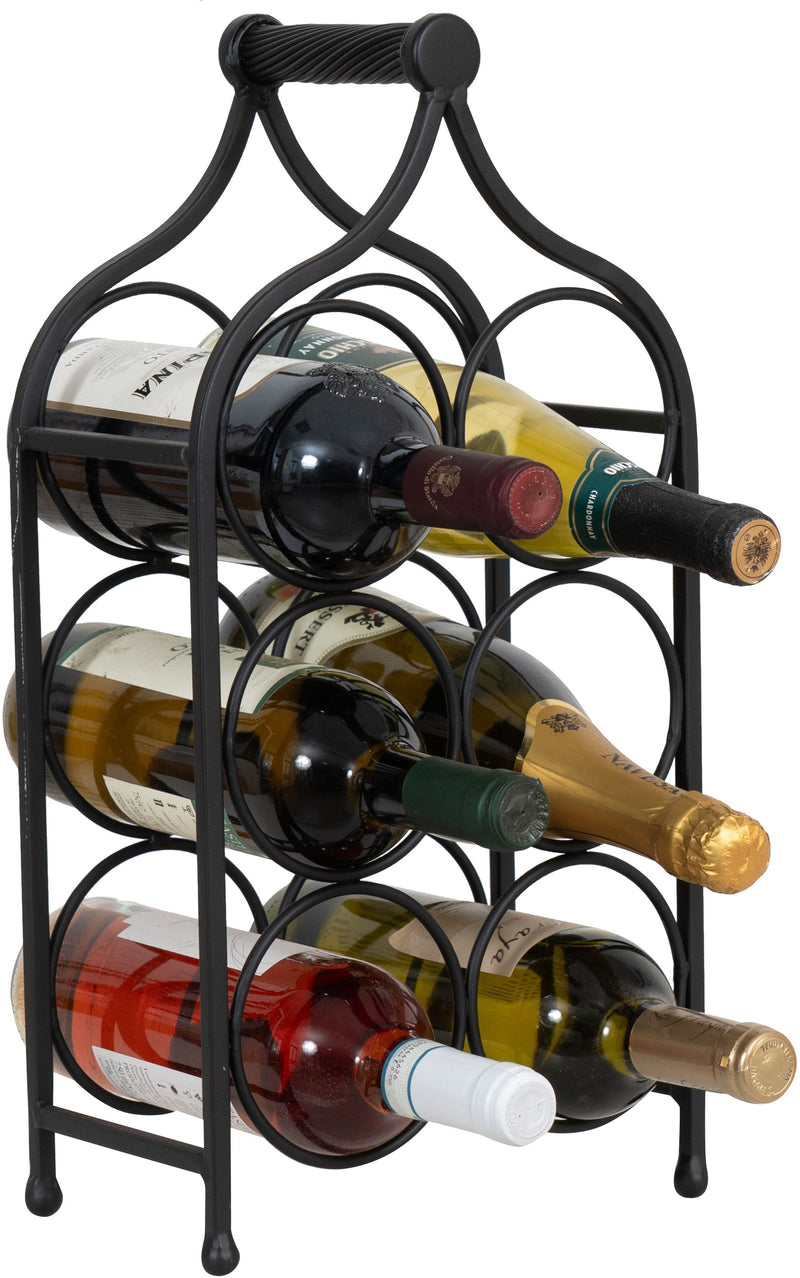 Biscottini Porta bottiglie in ferro battuto finitura nera anticata Cantinetta Offerta