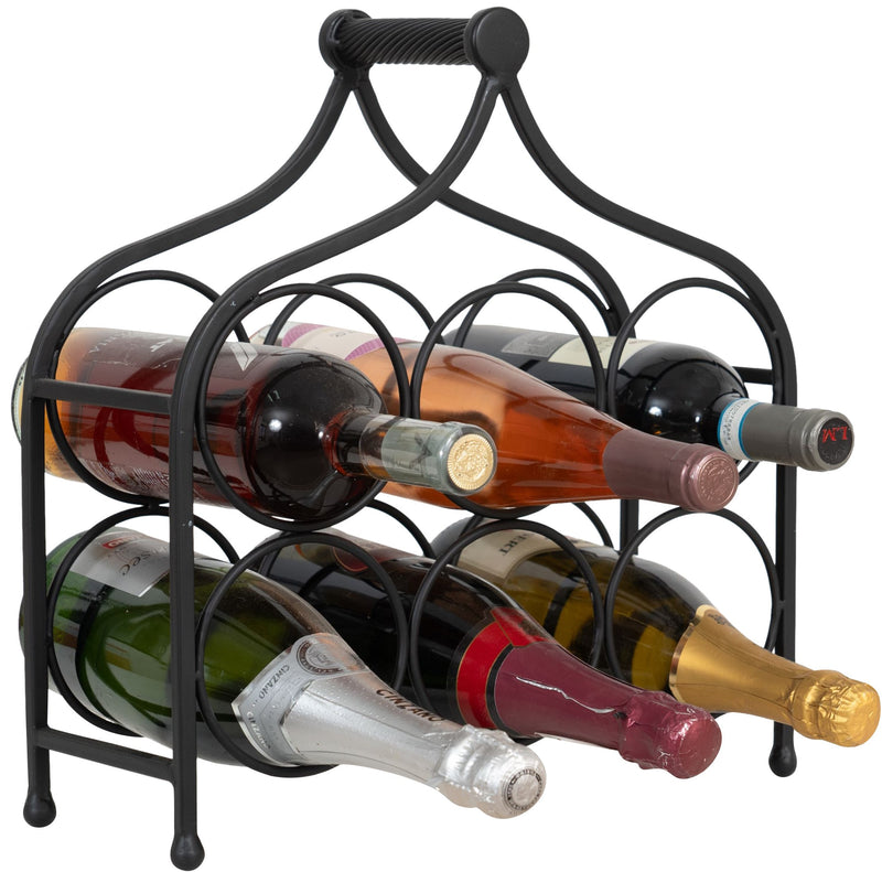 Biscottini Porta bottiglie in ferro battuto finitura nera anticata Cantinetta Offerta