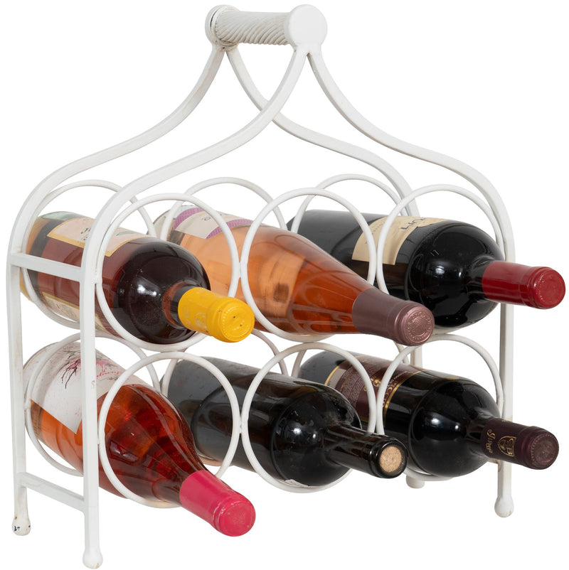 Biscottini Porta bottiglie in ferro battuto finitura bianca anticata Cantinetta Offerta