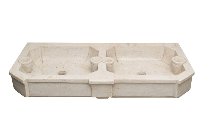 Biscottini Acquaio in marmo bianco 135x56x21 cm Vasca realizzata completamente