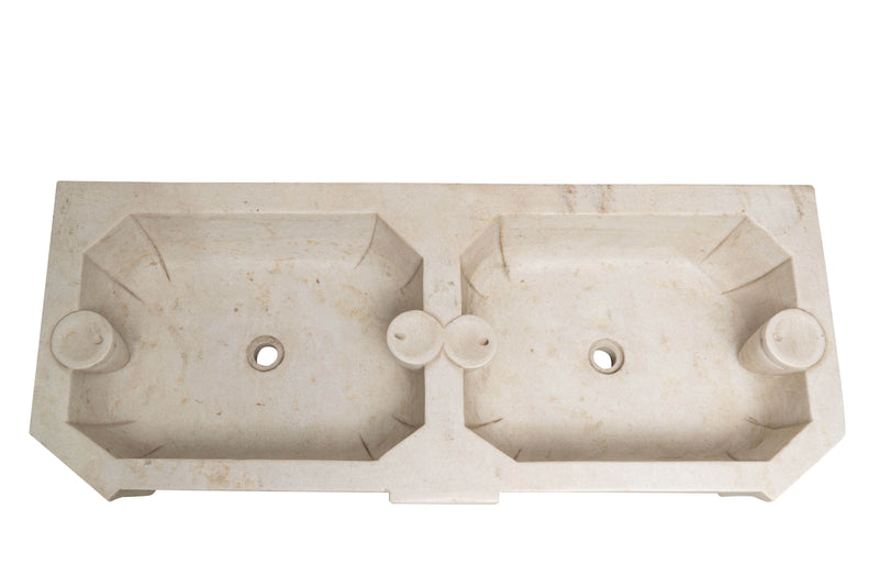 Biscottini Acquaio in marmo bianco 135x56x21 cm Vasca realizzata completamente