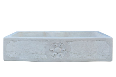 Biscottini Acquaio in marmo bianco L90xPR65xH19.5 cm Vasca realizzata completamente