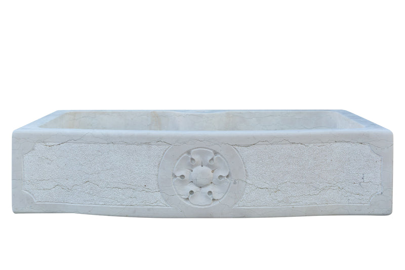 Biscottini Acquaio in marmo bianco L90xPR65xH19.5 cm Vasca realizzata completamente