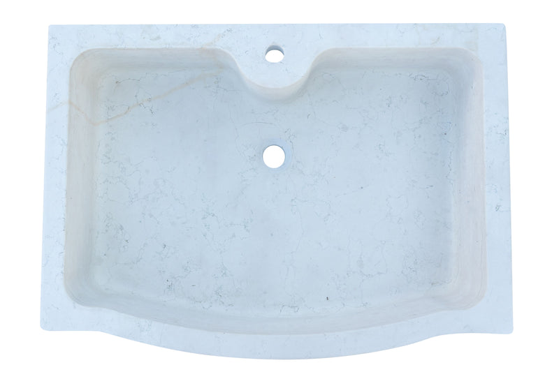 Biscottini Acquaio in marmo bianco L90xPR65xH19.5 cm Vasca realizzata completamente