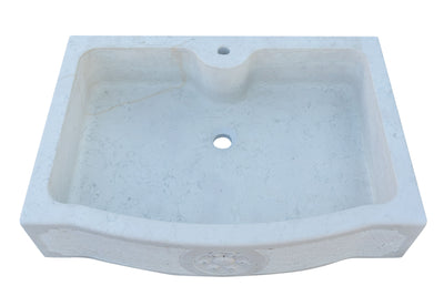 Biscottini Acquaio in marmo bianco L90xPR65xH19.5 cm Vasca realizzata completamente