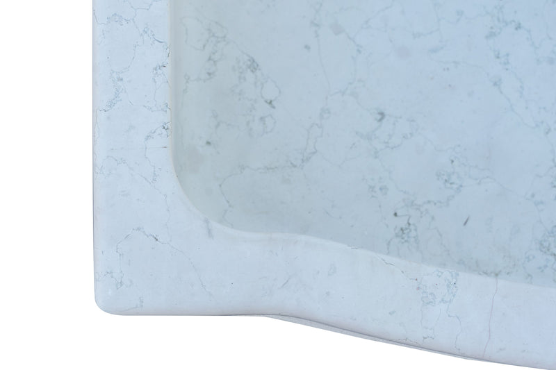 Biscottini Acquaio in marmo bianco L90xPR65xH19.5 cm Vasca realizzata completamente