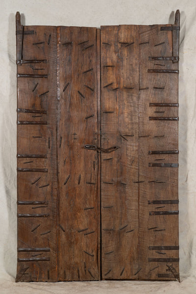 Biscottini Porta portone in legno massello e ferro da interno o da esterno vecchia e antica medievale scorrevole