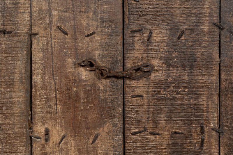 Biscottini Porta portone in legno massello e ferro da interno o da esterno vecchia e antica medievale scorrevole