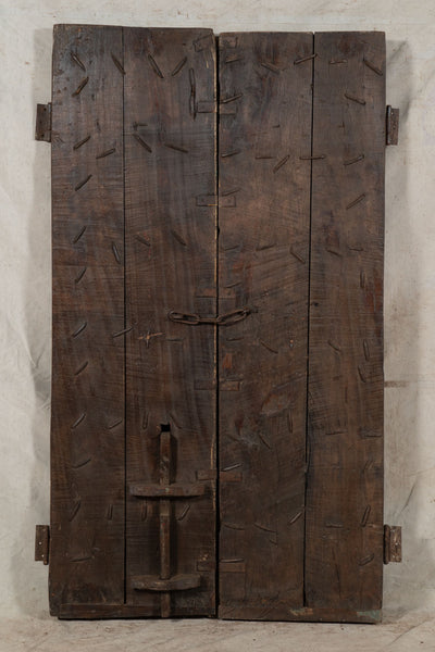 Biscottini Porta portone in legno massello e ferro da interno o da esterno vecchia e antica medievale scorrevole