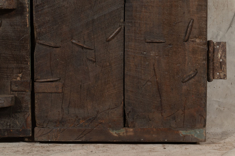 Biscottini Porta portone in legno massello e ferro da interno o da esterno vecchia e antica medievale scorrevole