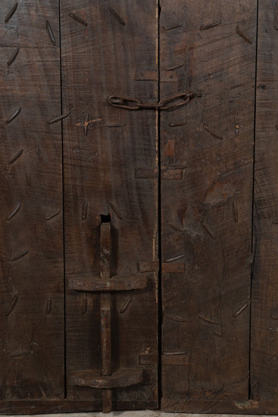 Biscottini Porta portone in legno massello e ferro da interno o da esterno vecchia e antica medievale scorrevole