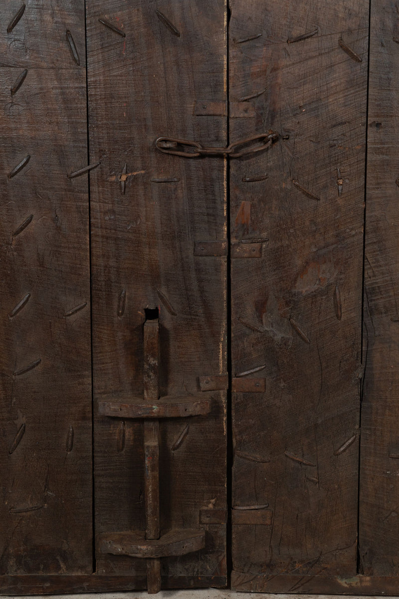 Biscottini Porta portone in legno massello e ferro da interno o da esterno vecchia e antica medievale scorrevole