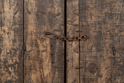 Biscottini Porta portone in legno massello e ferro da interno o da esterno vecchia e antica medievale scorrevole