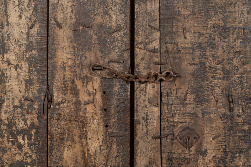 Biscottini Porta portone in legno massello e ferro da interno o da esterno vecchia e antica medievale scorrevole