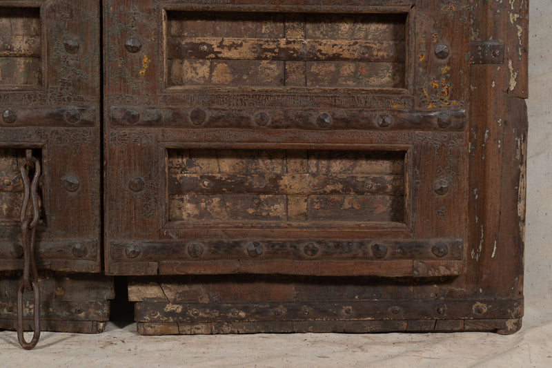 Biscottini Porta portone in legno massello e ferro da interno o da esterno vecchia e antica medievale scorrevole