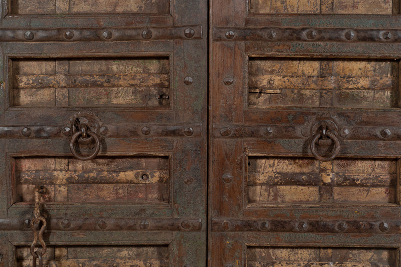 Biscottini Porta portone in legno massello e ferro da interno o da esterno vecchia e antica medievale scorrevole