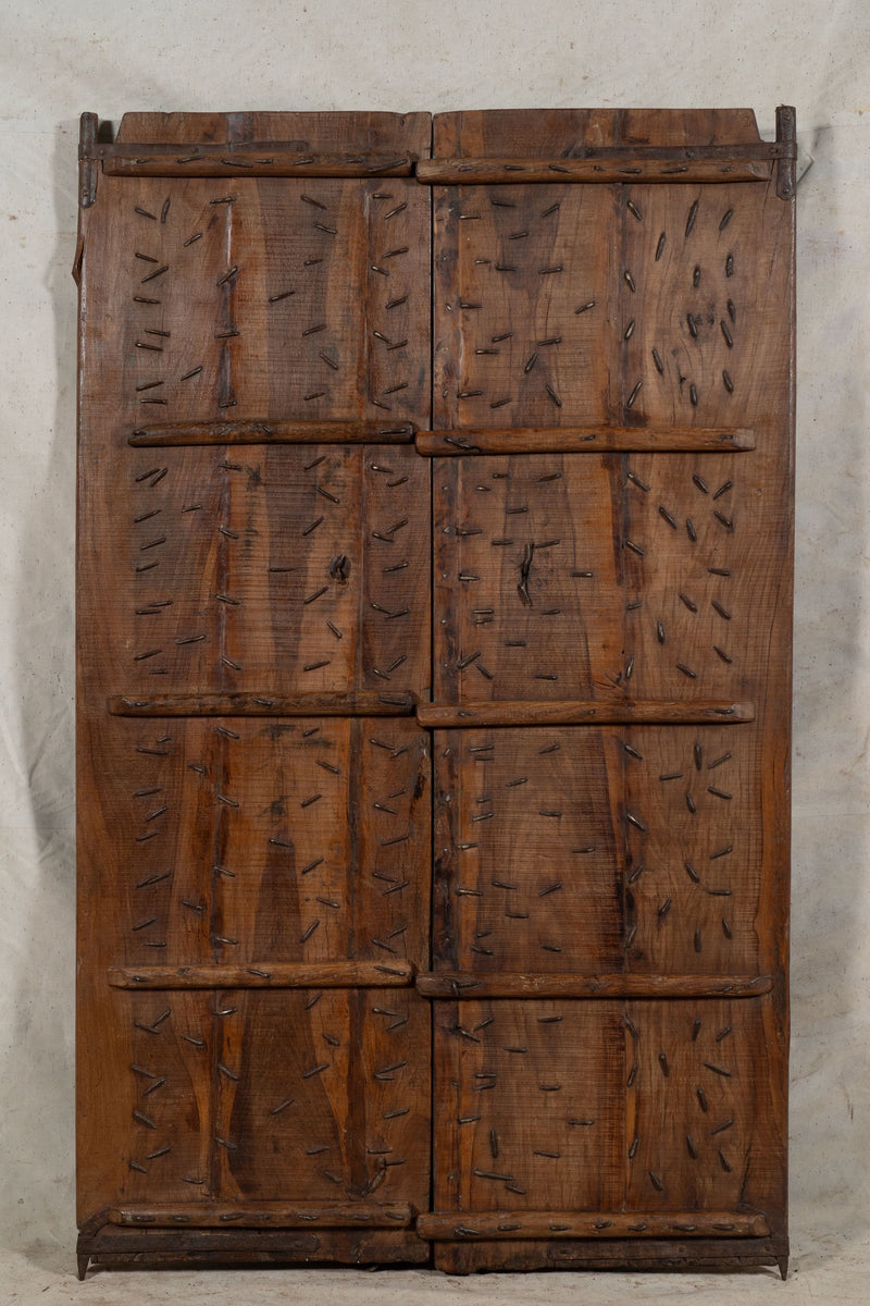 Biscottini Porta portone in legno massello e ferro da interno o da esterno vecchia e antica medievale scorrevole