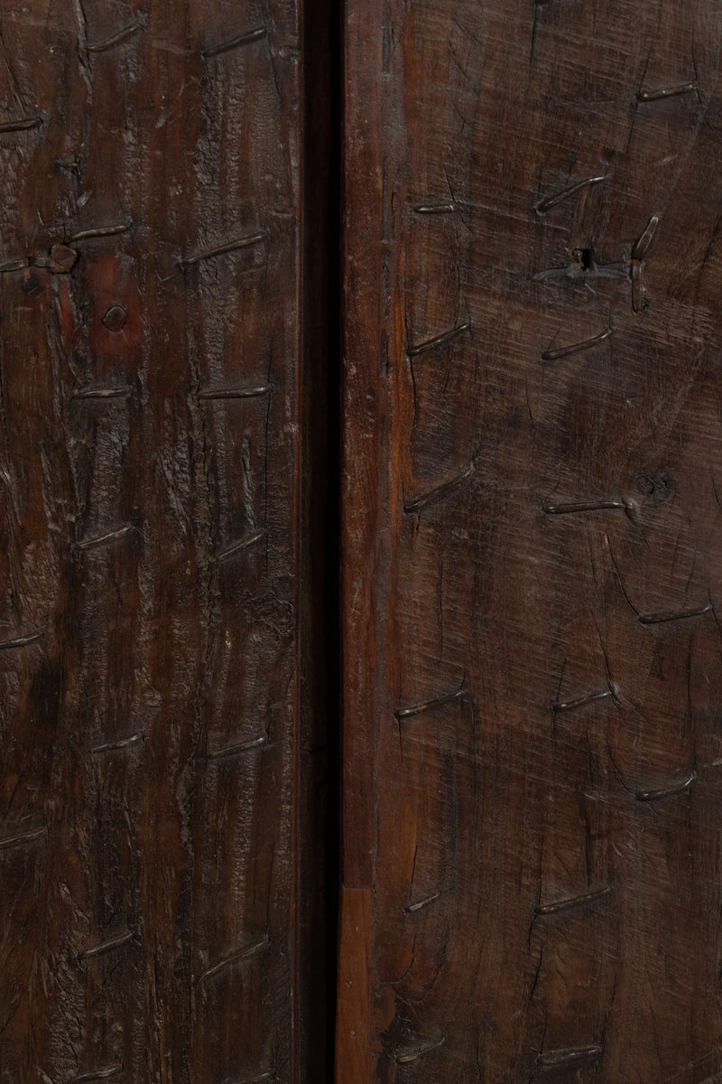 Biscottini Porta portone in legno massello e ferro da interno o da esterno vecchia e antica medievale scorrevole