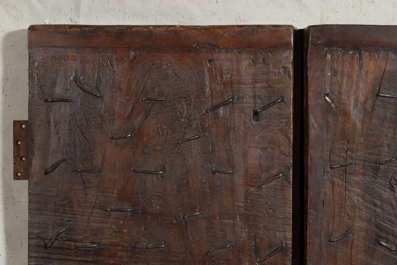 Biscottini Porta portone in legno massello e ferro da interno o da esterno vecchia e antica medievale scorrevole