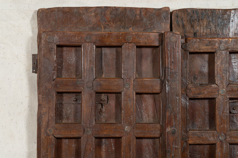 Biscottini Porta portone in legno massello e ferro da interno o da esterno vecchia e antica medievale scorrevole