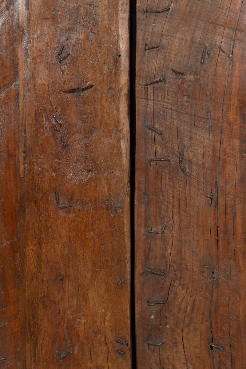 Biscottini Porta portone in legno massello e ferro da interno o da esterno vecchia e antica medievale scorrevole