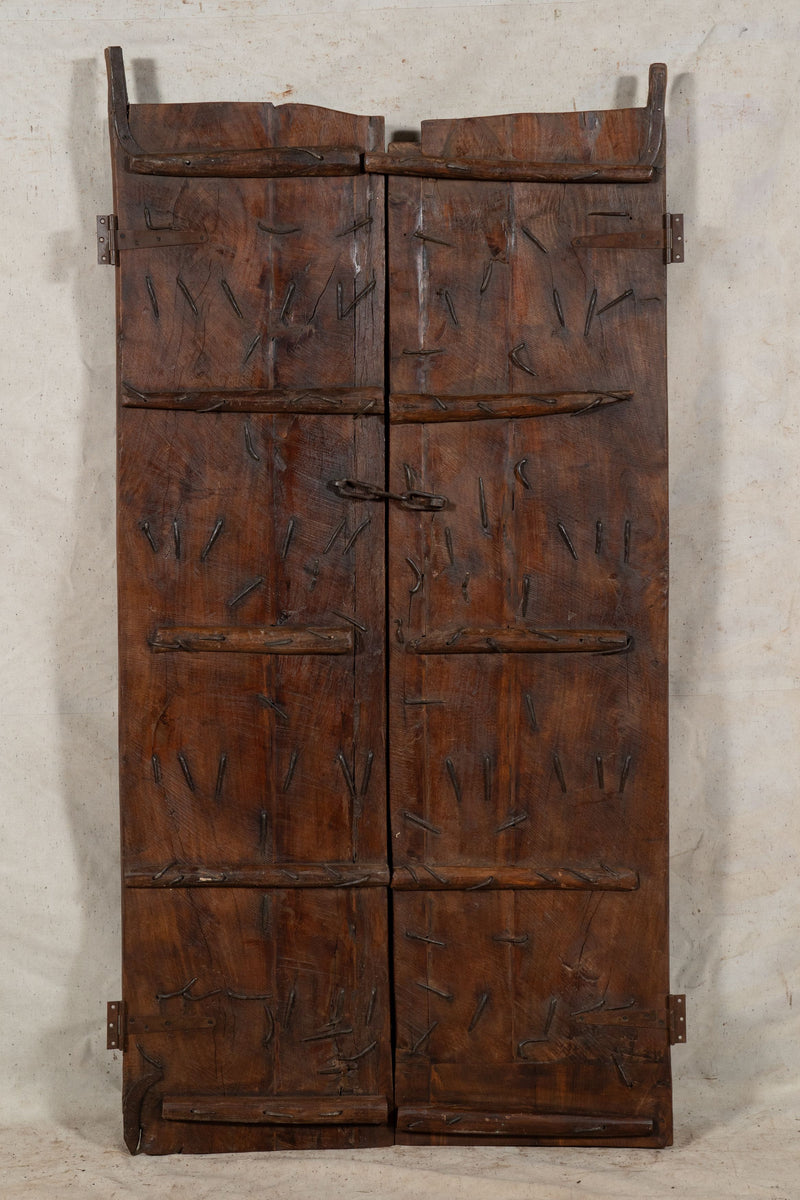 Biscottini Porta portone in legno massello e ferro da interno o da esterno vecchia e antica medievale scorrevole