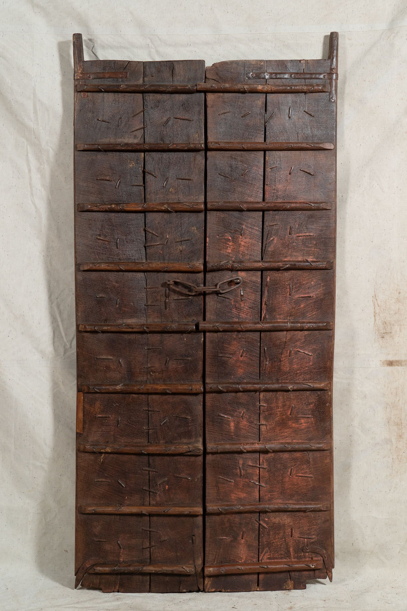 Biscottini Porta portone in legno massello e ferro da interno o da esterno vecchia e antica medievale scorrevole