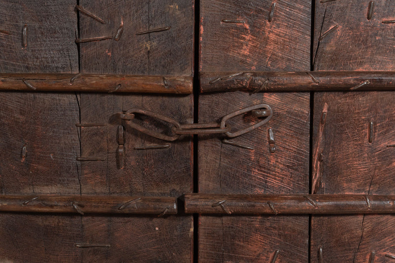 Biscottini Porta portone in legno massello e ferro da interno o da esterno vecchia e antica medievale scorrevole