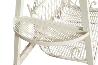 Biscottini Dondolo a due posti in ferro battuto finitura bianca anticata L198xPR100xH220 cm