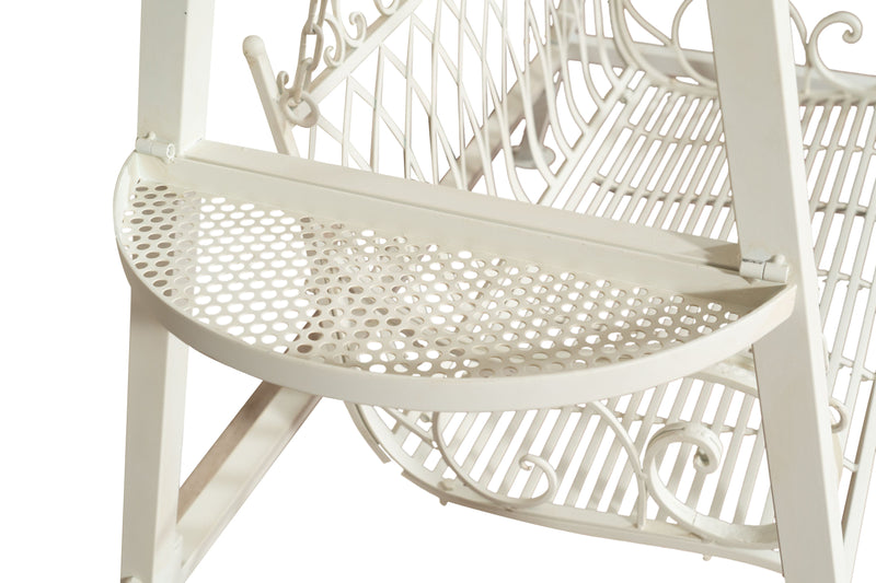 Biscottini Dondolo a due posti in ferro battuto finitura bianca anticata L198xPR100xH220 cm