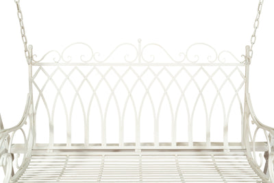 Biscottini Dondolo a due posti in ferro battuto finitura bianca anticata L198xPR100xH220 cm