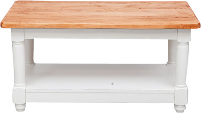 Biscottini Tavolo da fumo Country in legno massello di tiglio struttura bianca anticata piano finitura naturale. Made in It