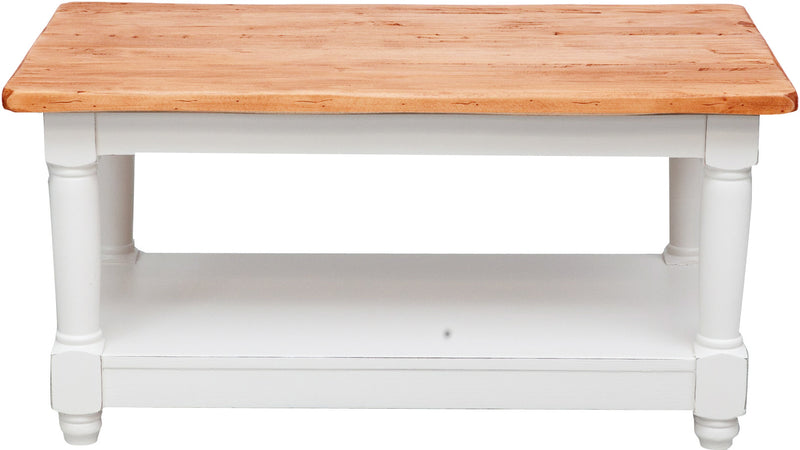 Biscottini Tavolo da fumo Country in legno massello di tiglio struttura bianca anticata piano finitura naturale. Made in It