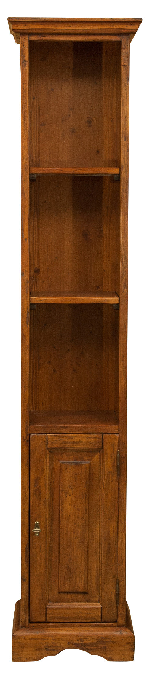 Biscottini Piccola libreria in legno massello di tiglio finitura noce L40xPR30xH196 cm. Made in Italy