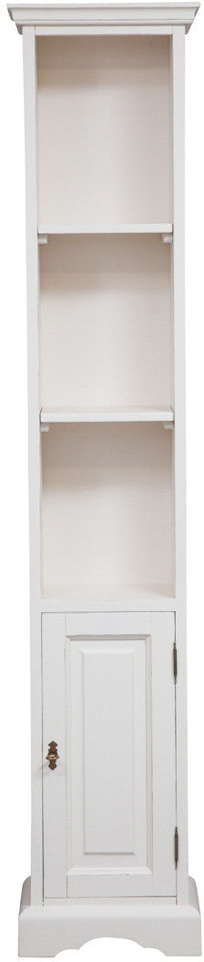 Biscottini Piccola libreria in legno massello di tiglio finitura bianca anticata L40xPR30xH196 cm. Made in Italy