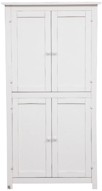 Biscottini Stipetto Country in legno massello di tiglio struttura bianca anticata L68xPR25xH130 cm. Made in Italy