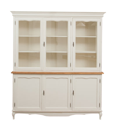 Biscottini Credenza in legno massello di tiglio struttura bianca piano finitura naturale L175xPR41xH207 cm. Made in Italy