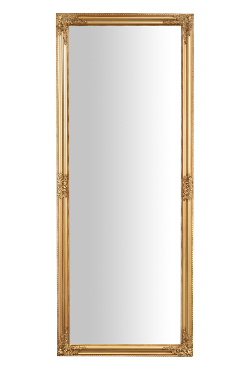 Biscottini Specchiera da parete e appendere verticale/orizzontale L72xPR4xH180 cm finitura foglia oro anticato.