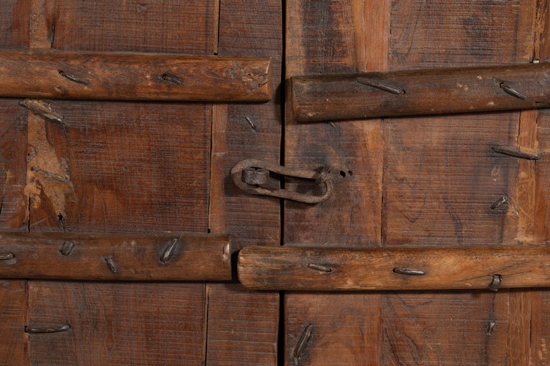 Biscottini Porta portone in legno massello e ferro da interno o da esterno vecchia e antica medievale scorrevole