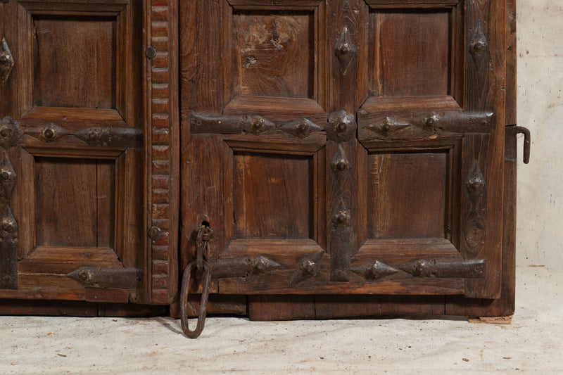 Biscottini Porta portone in legno massello e ferro da interno o da esterno vecchia e antica medievale scorrevole