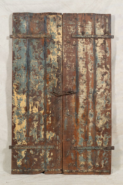 Biscottini Porta portone in legno massello e ferro da interno o da esterno vecchia e antica medievale scorrevole