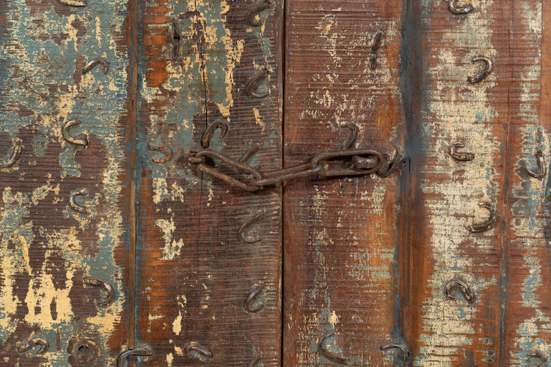 Biscottini Porta portone in legno massello e ferro da interno o da esterno vecchia e antica medievale scorrevole