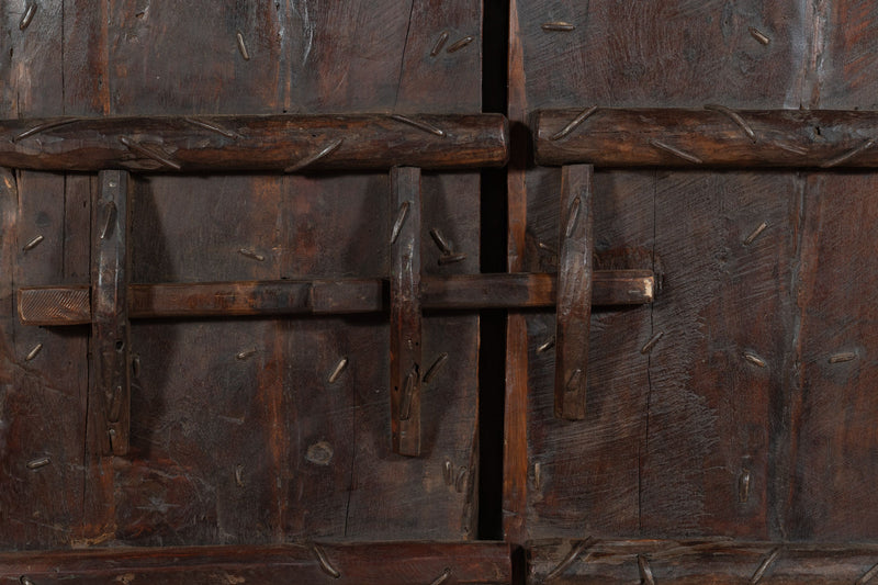 Biscottini Porta portone in legno massello e ferro da interno o da esterno vecchia e antica medievale scorrevole