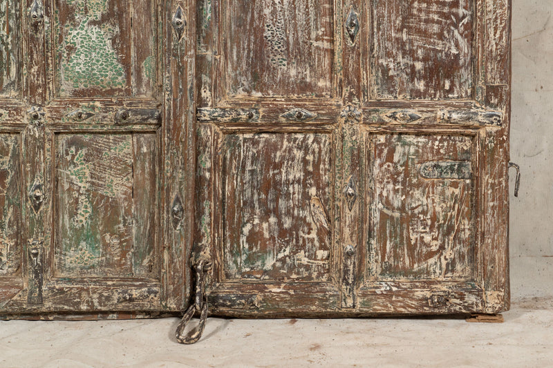 Biscottini Porta portone in legno massello e ferro da interno o da esterno vecchia e antica medievale scorrevole