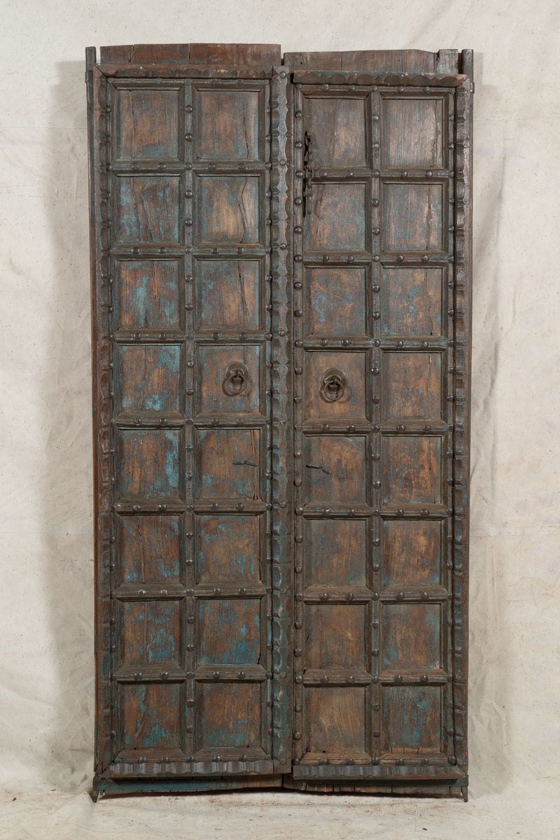 Biscottini Porta portone in legno massello e ferro da interno o da esterno vecchia e antica medievale scorrevole