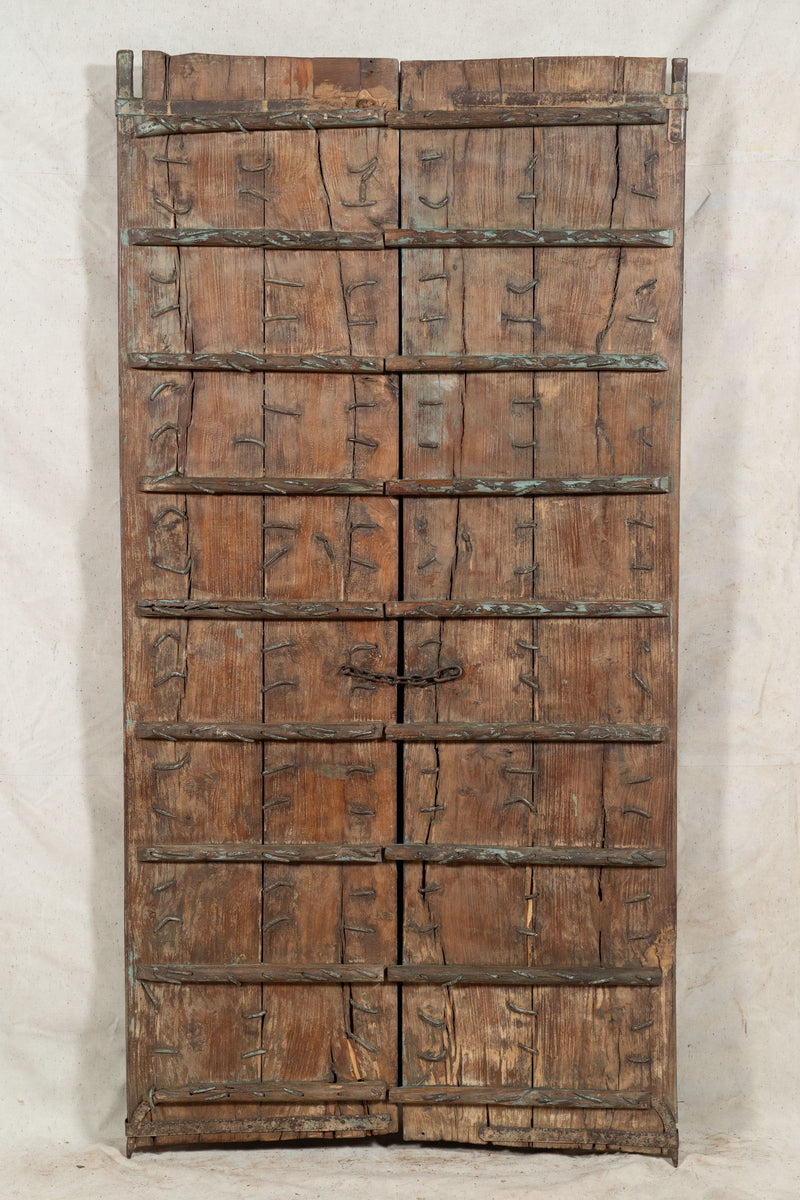 Biscottini Porta portone in legno massello e ferro da interno o da esterno vecchia e antica medievale scorrevole