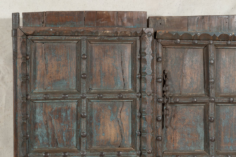 Biscottini Porta portone in legno massello e ferro da interno o da esterno vecchia e antica medievale scorrevole