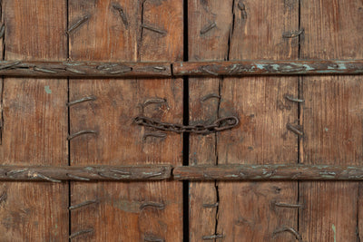 Biscottini Porta portone in legno massello e ferro da interno o da esterno vecchia e antica medievale scorrevole