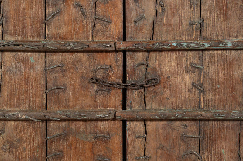 Biscottini Porta portone in legno massello e ferro da interno o da esterno vecchia e antica medievale scorrevole